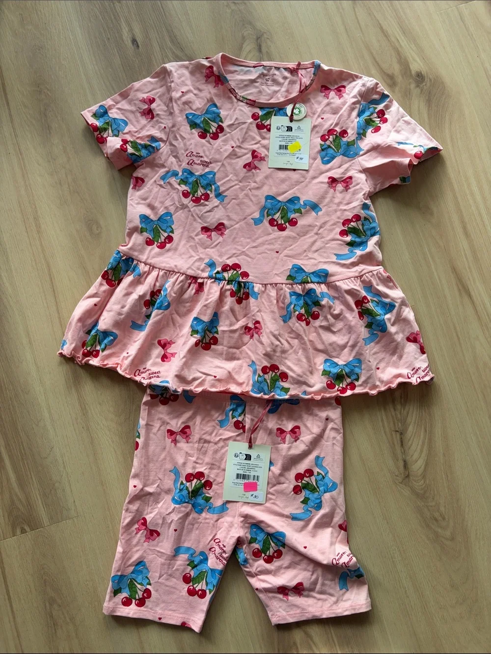 NWT Girls' Konges Slojd Pink Cherry Bow Set